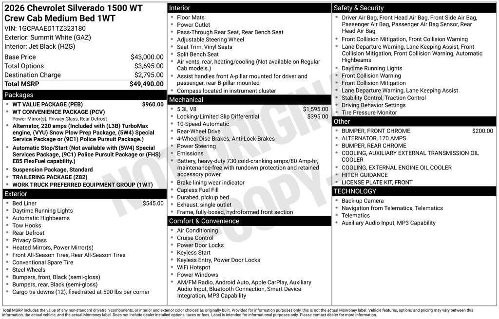 New 2026 Chevrolet Silverado 1500 W/T w/ WT Value Package image 26