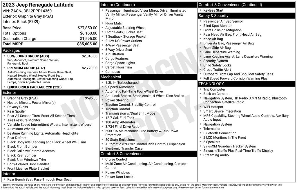 Used 2023 Jeep Renegade Latitude w/ Sun/Sound Group AWD/4WD image 37