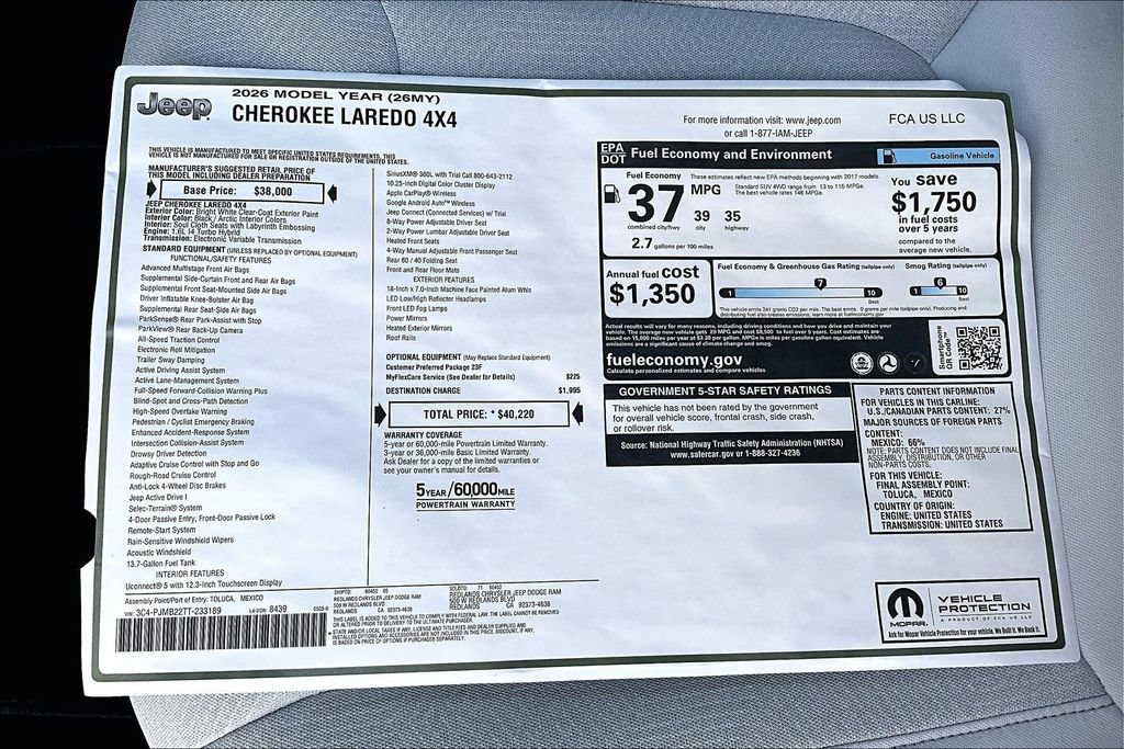 New 2026 Jeep Cherokee Laredo AWD/4WD image 33