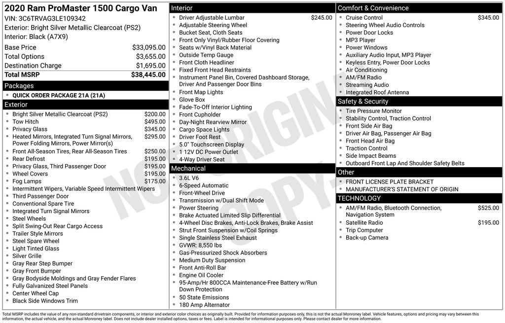 Used 2020 RAM ProMaster 1500 image 29