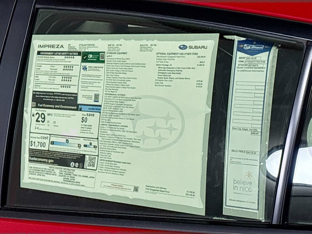 New 2026 Subaru Impreza 2.0i Sport AWD/4WD image 23