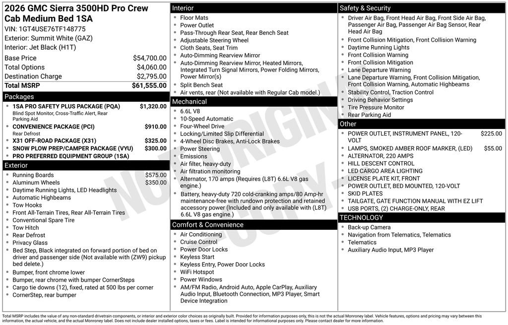 New 2026 GMC Sierra 3500 Pro w/ 1SA Pro Safety Plus Package image 4