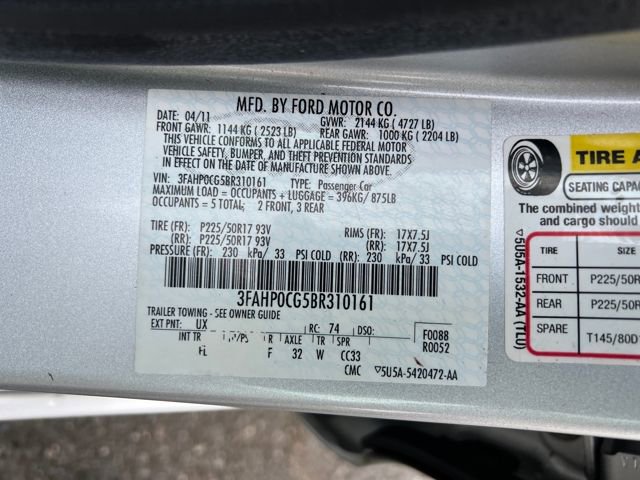 Used 2011 Ford Fusion SEL w/ 302A Rapid Spec Order Code image 17