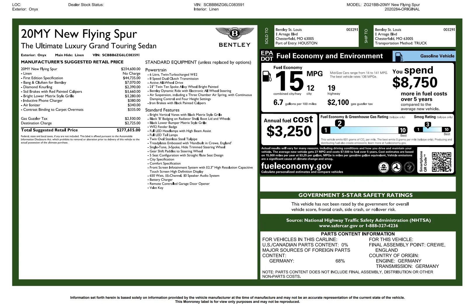 Used 2020 Bentley Flying Spur W12 w/ First Edition Specification AWD/4WD image 6