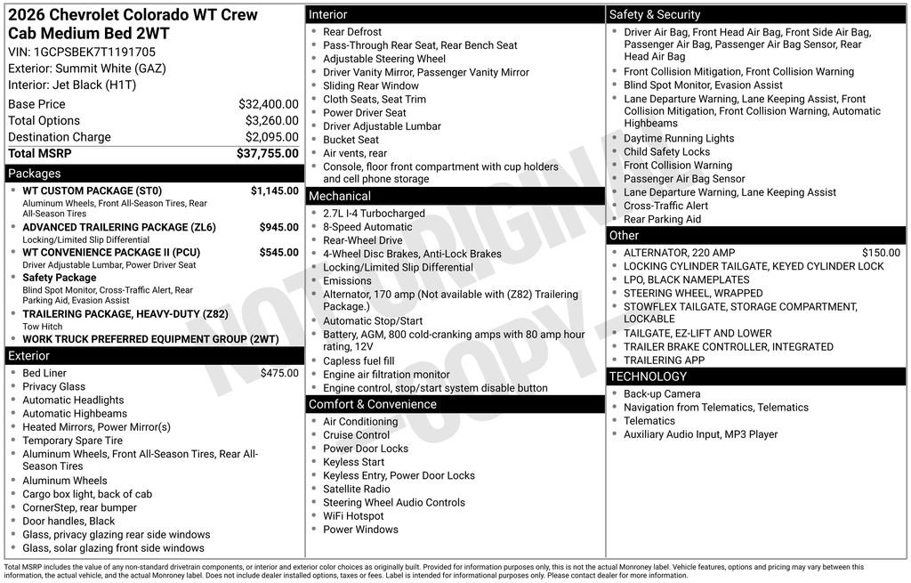 New 2026 Chevrolet Colorado W/T w/ WT Custom Package image 27