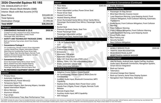 New 2026 Chevrolet Equinox RS w/ Convenience Package III FWD image 4