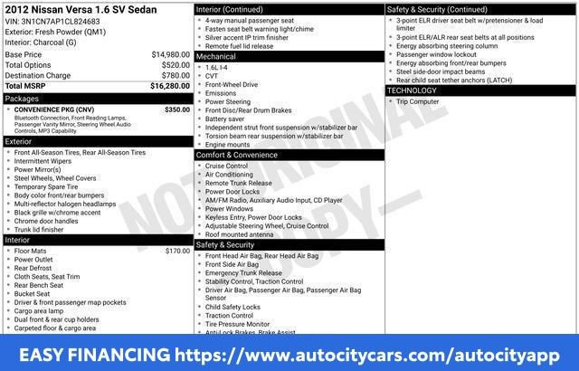 Used 2012 Nissan Versa SV w/ Convenience Pkg FWD image 6