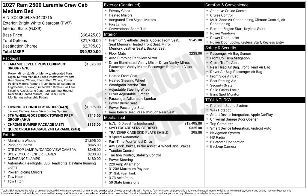 New 2027 RAM 2500 Laramie w/ Towing Technology Group AWD/4WD image 2