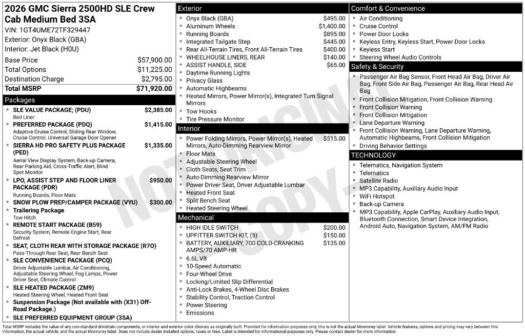 New 2026 GMC Sierra 2500 SLE w/ SLE Value Package; AWD/4WD image 40