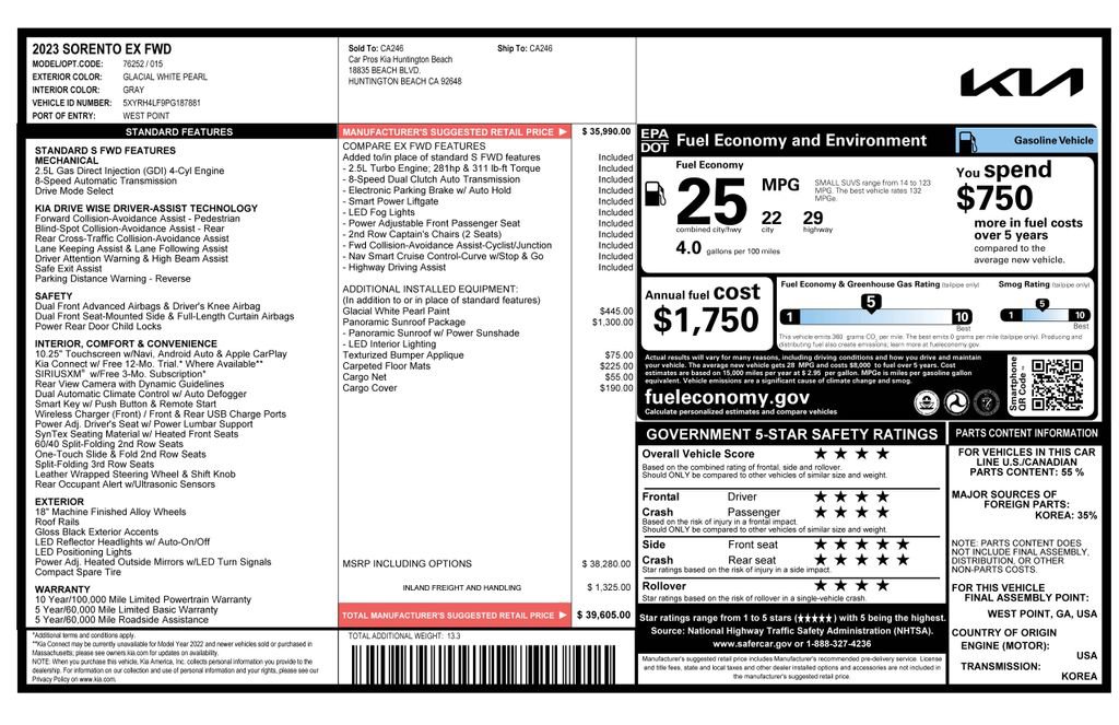 Used 2023 Kia Sorento EX w/ Panoramic Sunroof Package image 4