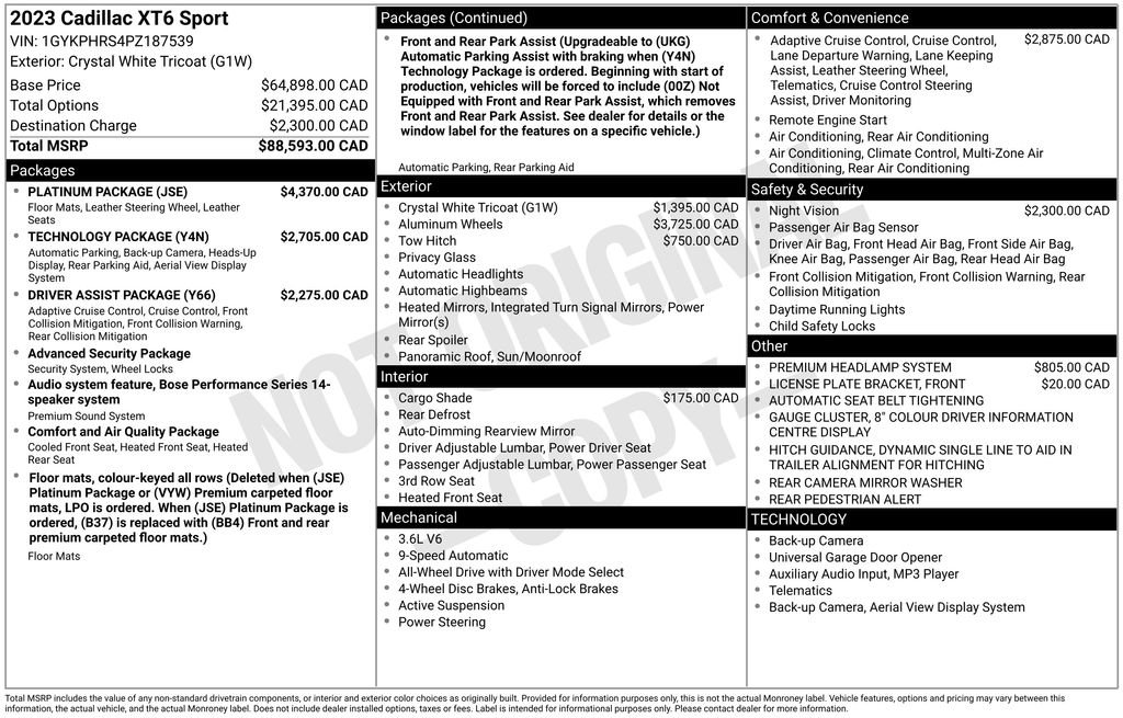 Used 2023 Cadillac XT6 Sport w/ Platinum Package image 49