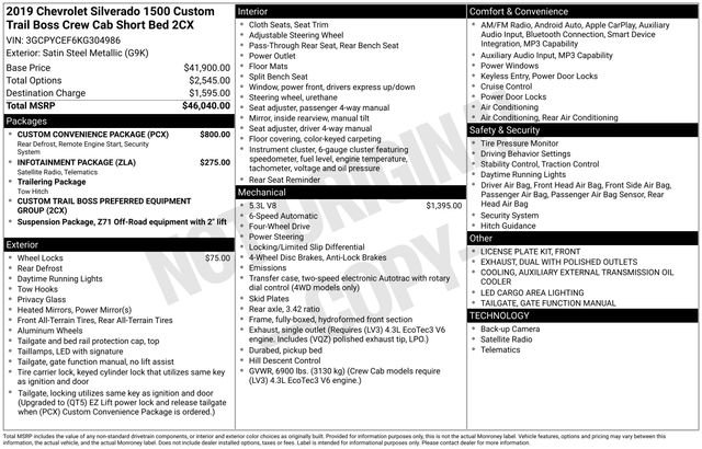 Used 2019 Chevrolet Silverado 1500 Custom Trail Boss w/ Custom Convenience Package image 3