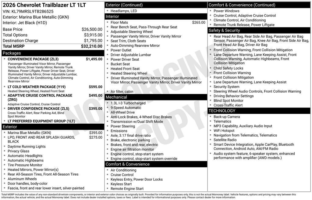 New 2026 Chevrolet TrailBlazer LT w/ Convenience Package AWD/4WD image 11