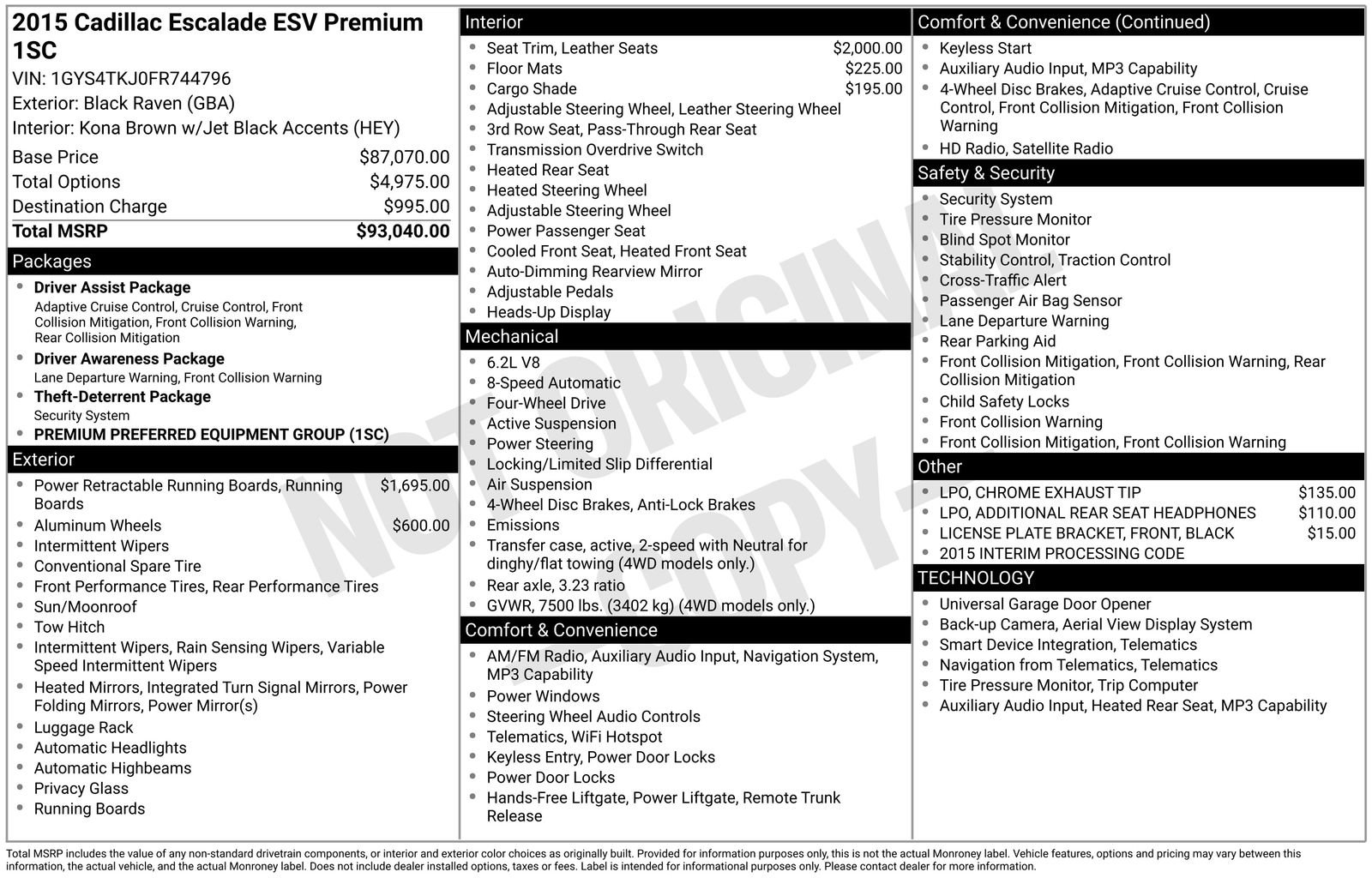 Used 2015 Cadillac Escalade ESV Premium AWD/4WD image 3