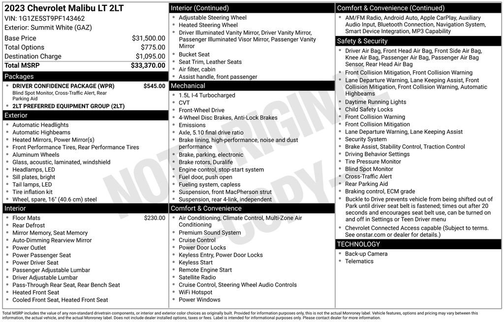 Used 2023 Chevrolet Malibu LT w/ Driver Confidence Package FWD image 12