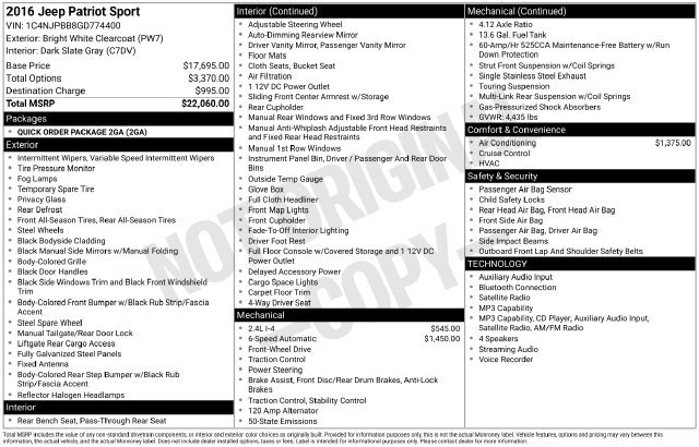 Used 2016 Jeep Patriot Sport FWD image 15