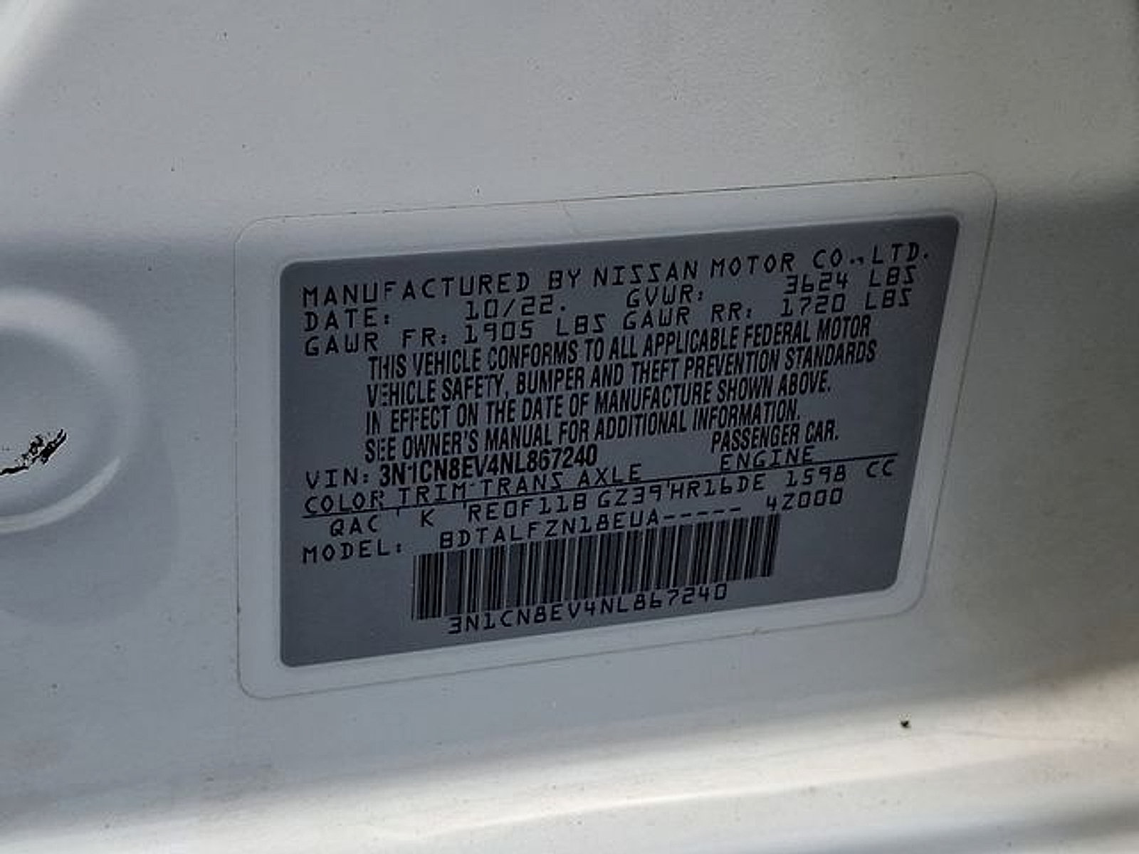 Used 2022 Nissan Versa SV w/ Trunk Package FWD image 26