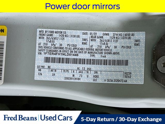 Certified 2022 Ford Ranger XLT w/ Equipment Group 301A Mid image 34