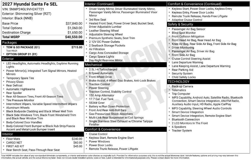 New 2027 Hyundai Santa Fe SEL w/ Tow & Go Package FWD image 7