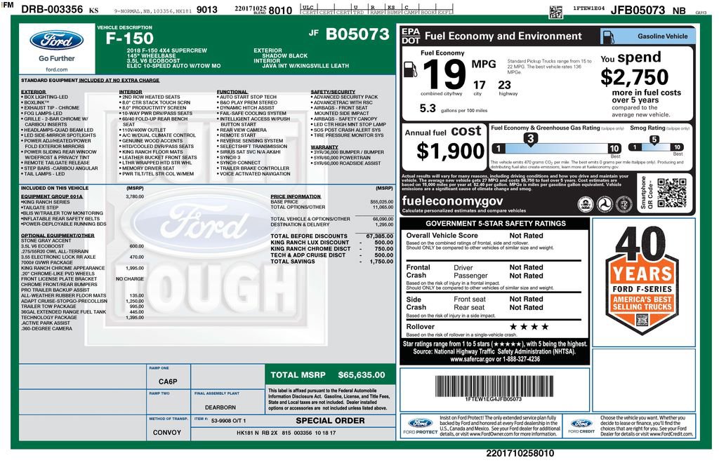 Used 2018 Ford F150 King Ranch w/ Equipment Group 601A Luxury image 40