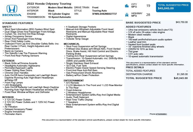 Used 2022 Honda Odyssey Touring image 3