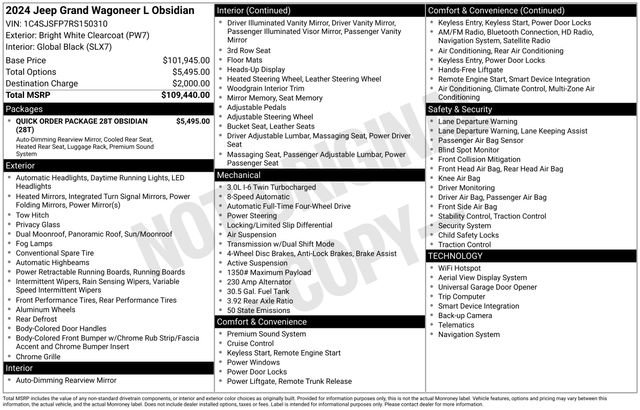 Used 2024 Jeep Grand Wagoneer L Series II w/ Quick Order Packagew 28T image 40