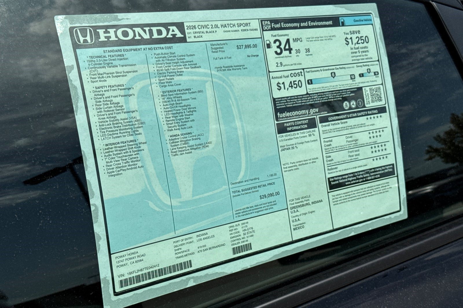 New 2026 Honda Civic Sport image 31