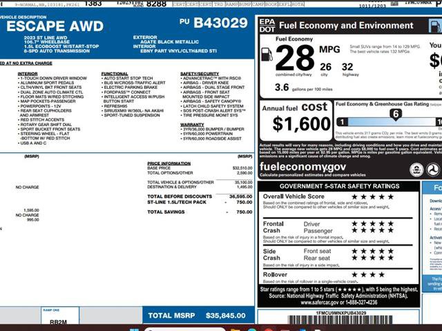 Certified 2023 Ford Escape ST-Line w/ Tech Pack #1 AWD/4WD image 2