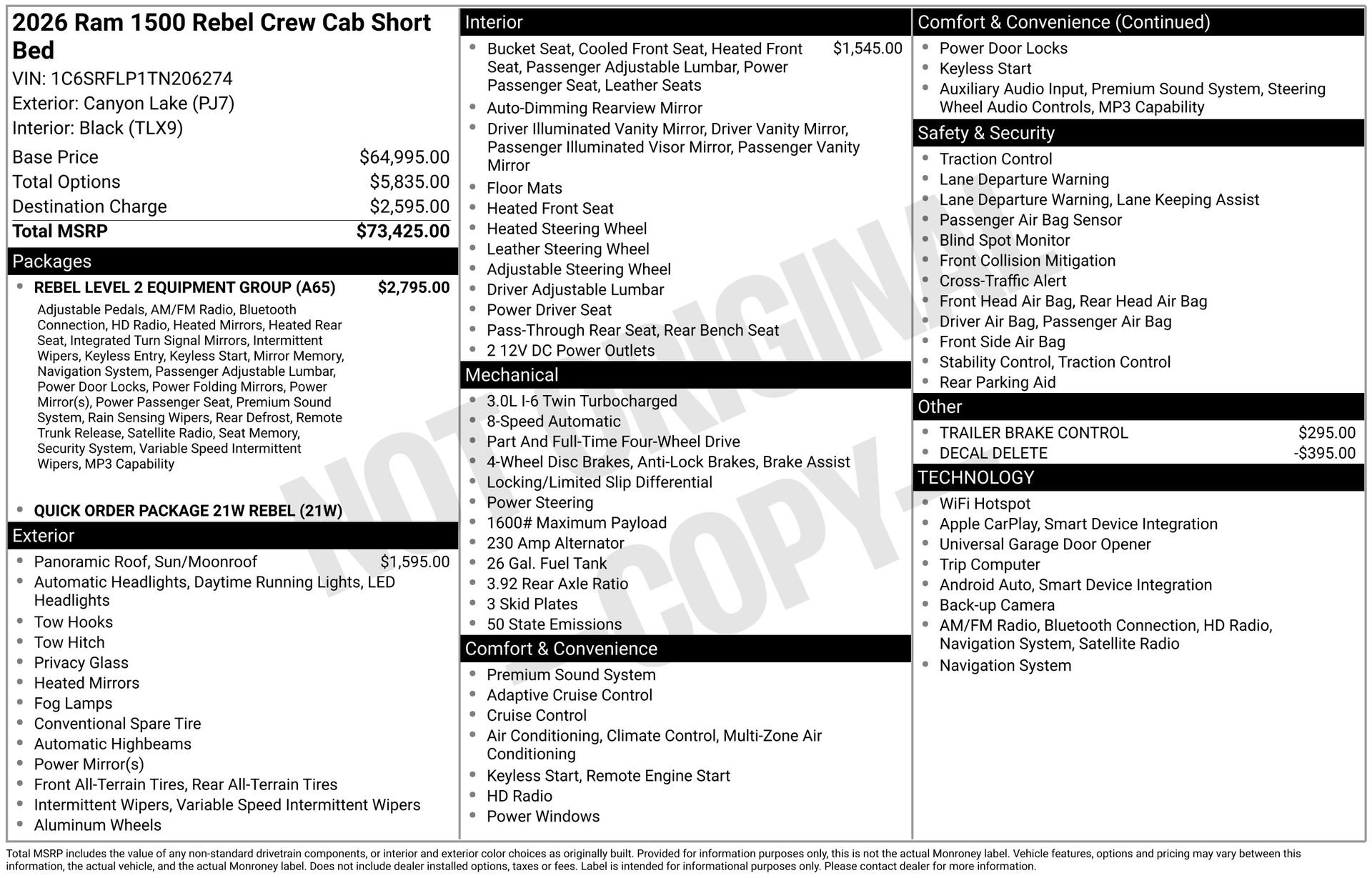 New 2026 RAM 1500 Rebel w/ Rebel Level 2 Equipment Group image 3