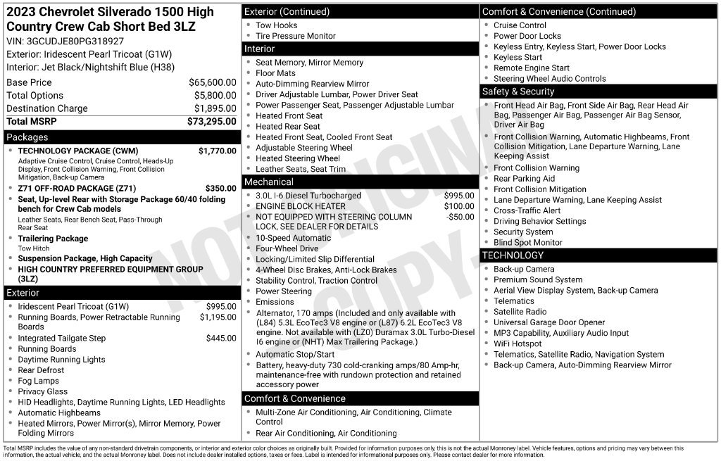 Used 2023 Chevrolet Silverado 1500 High Country w/ Technology Package AWD/4WD image 16