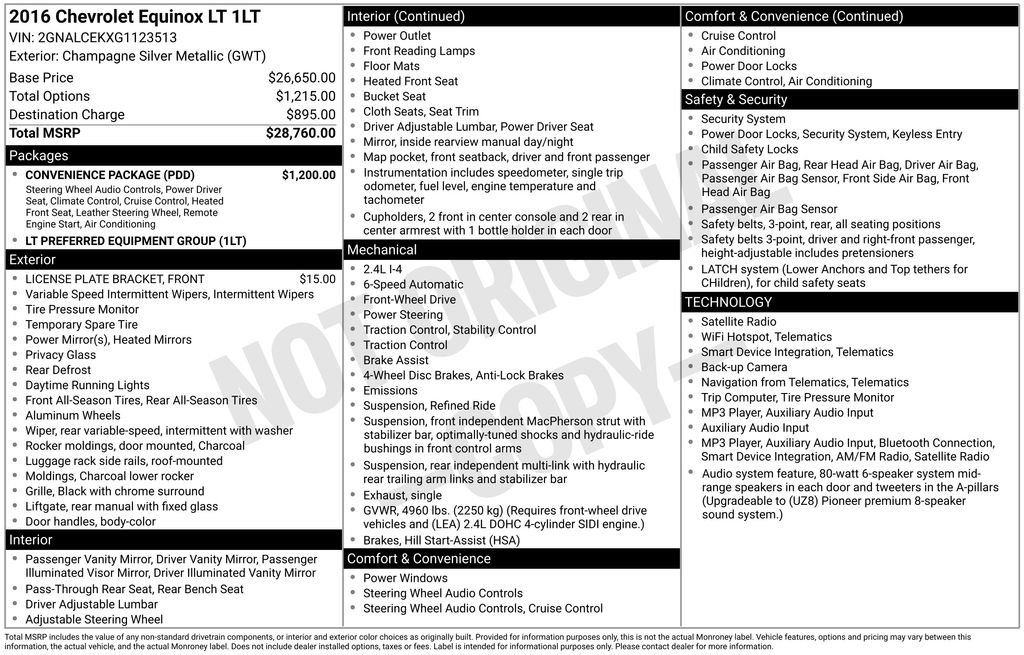 Used 2016 Chevrolet Equinox LT w/ Convenience Package FWD image 4
