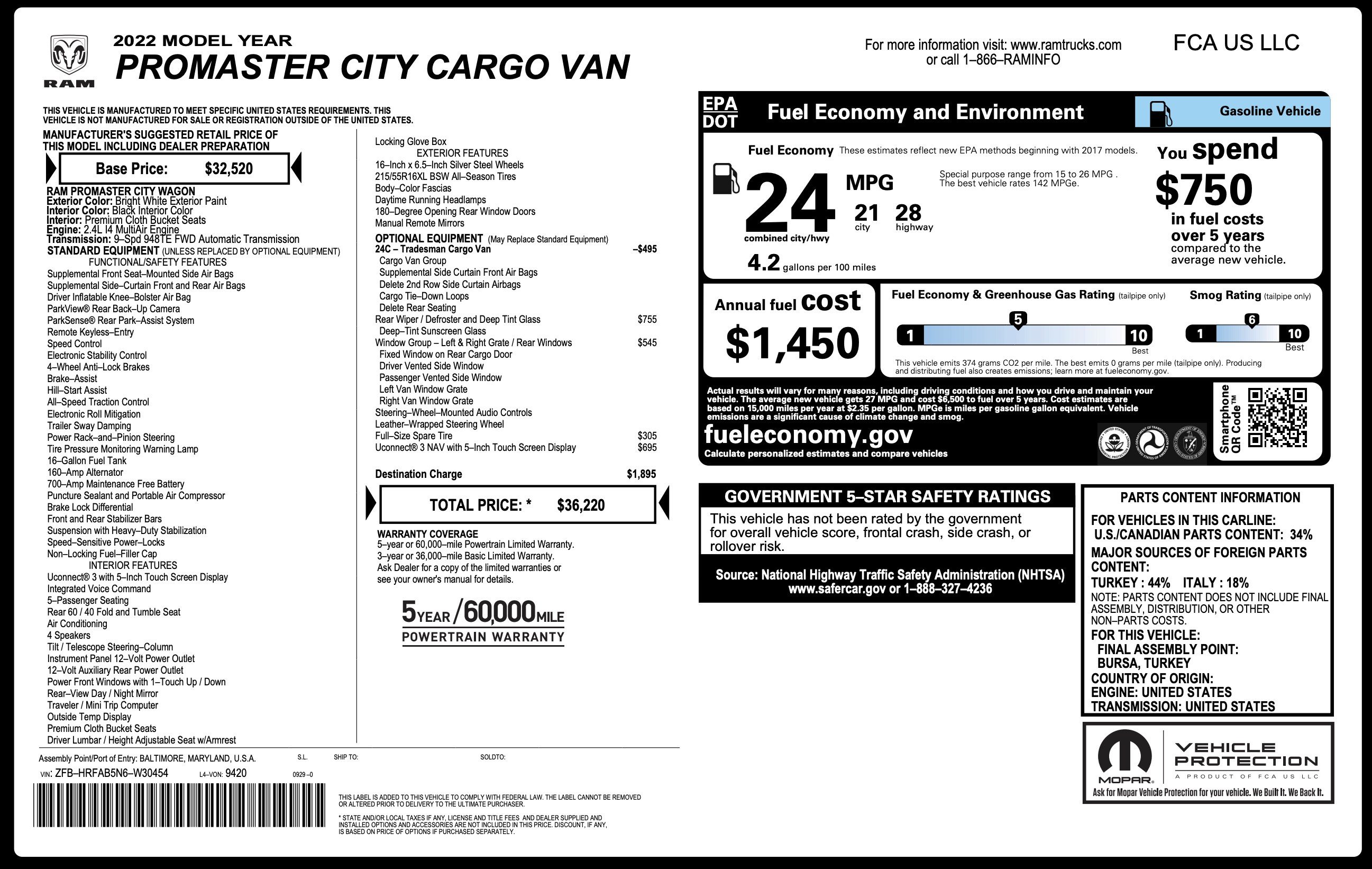 Used 2022 RAM ProMaster City Tradesman w/ Window Group 05 FWD image 2
