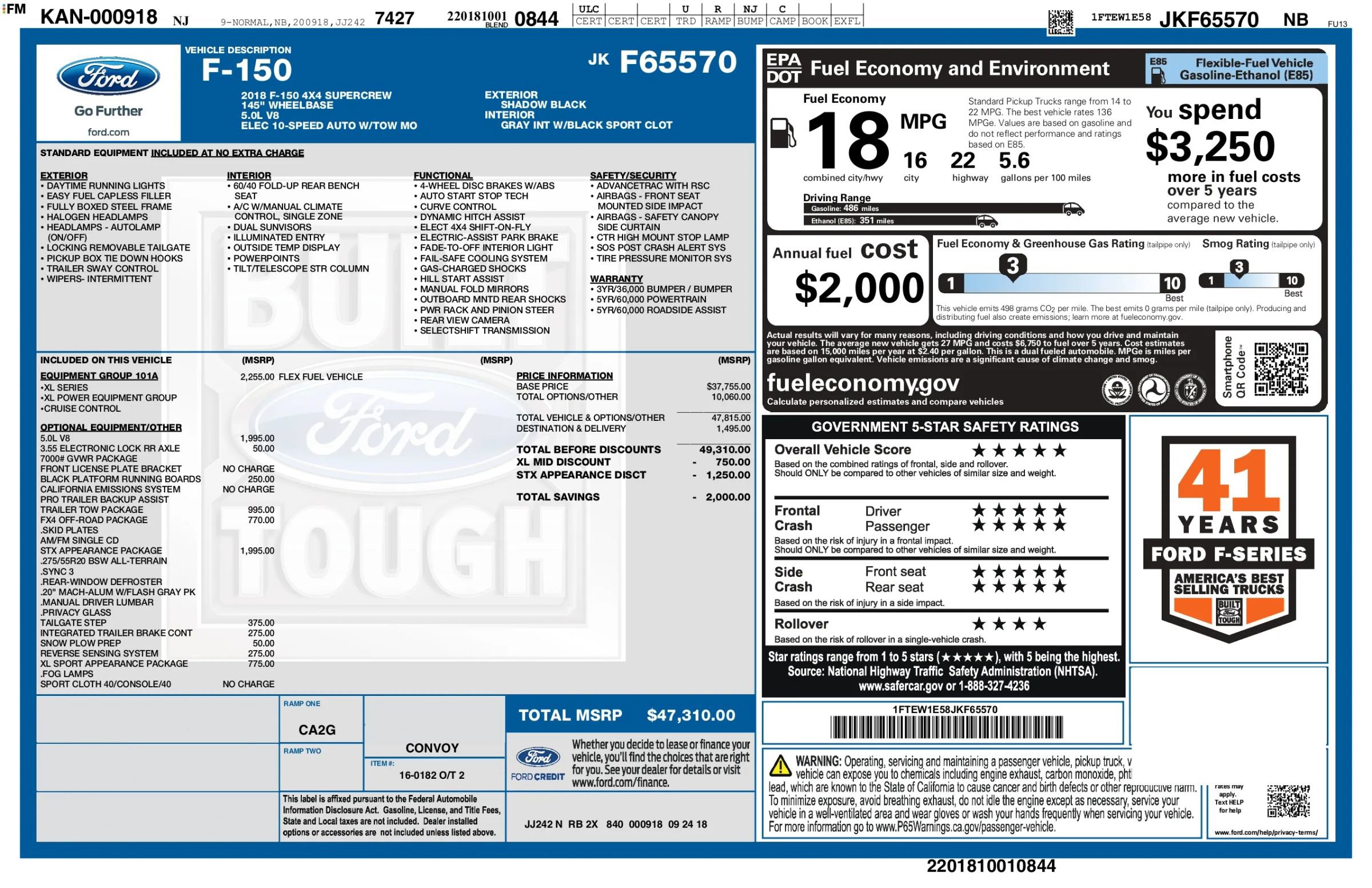 Used 2018 Ford F150 XL w/ Equipment Group 101A Mid AWD/4WD image 3