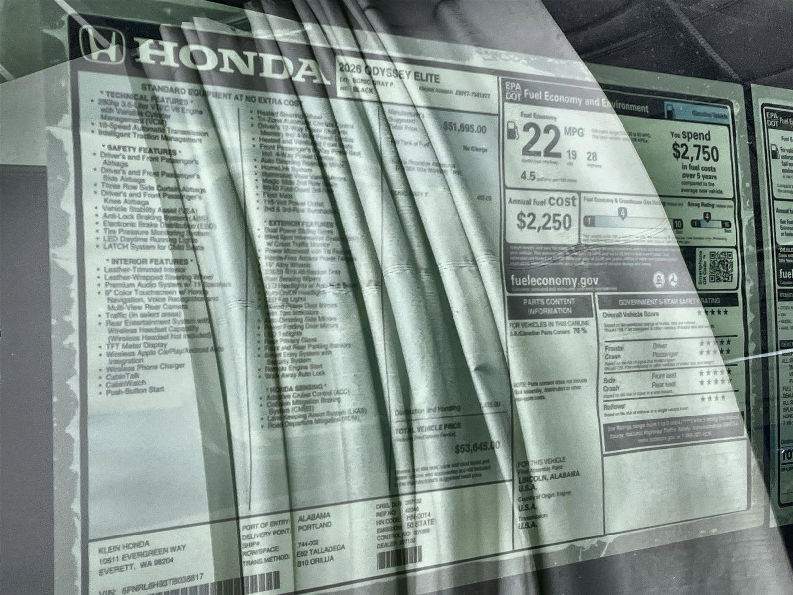 New 2026 Honda Odyssey Elite image 36