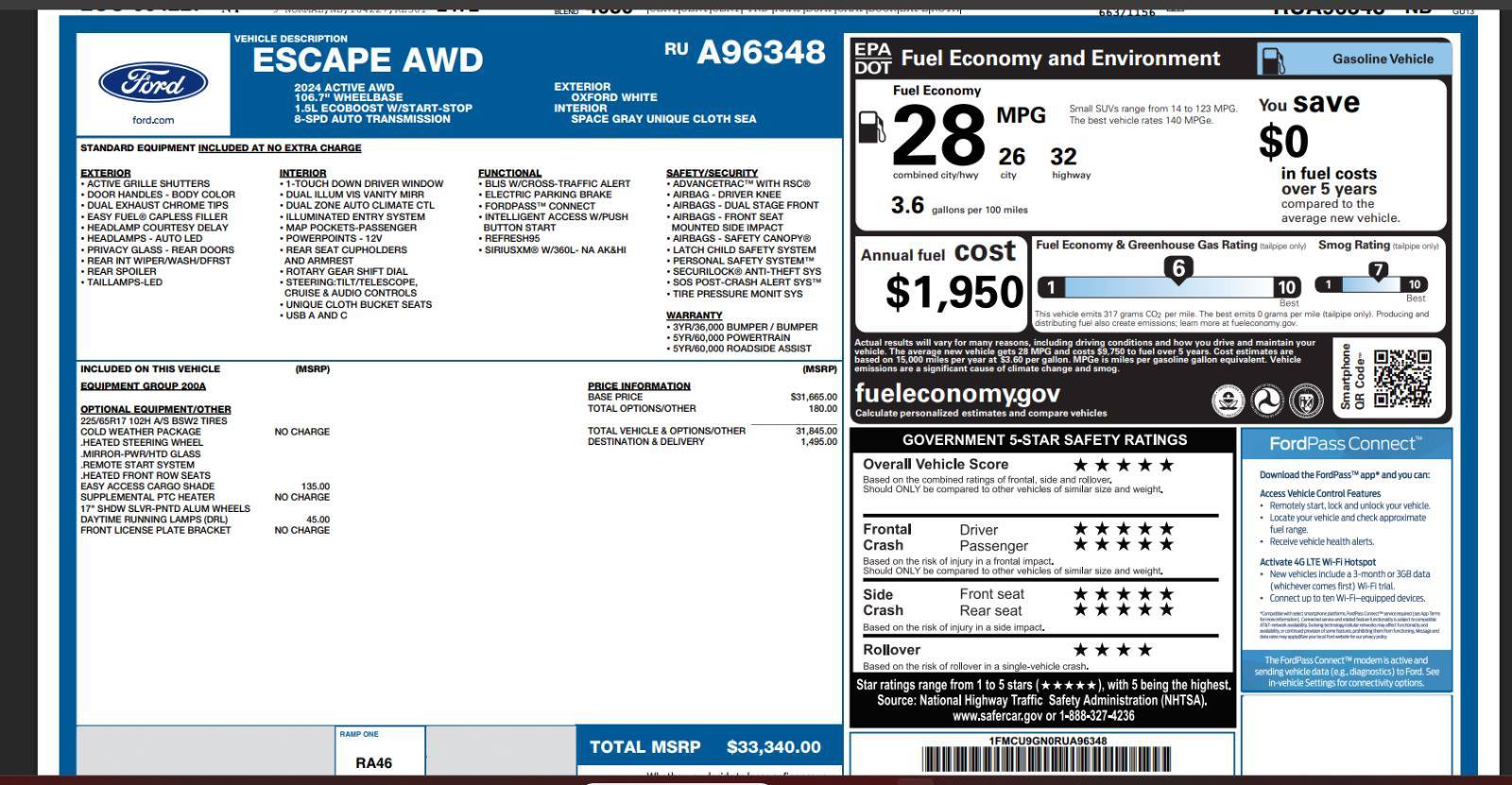 Certified 2024 Ford Escape Active AWD/4WD image 4