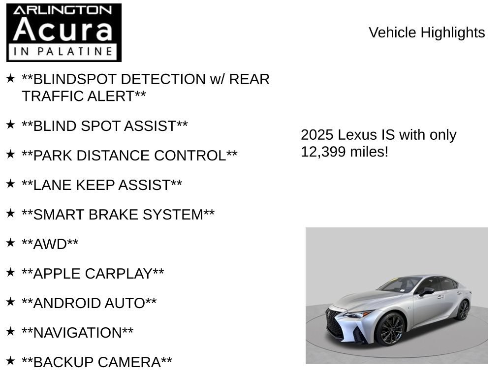 Used 2025 Lexus IS 350 F Sport w/ Accessory Package 2 AWD/4WD image 8