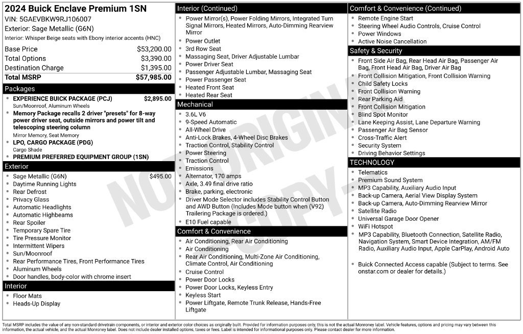 Certified 2024 Buick Enclave Premium w/ Experience Buick Package AWD/4WD image 34