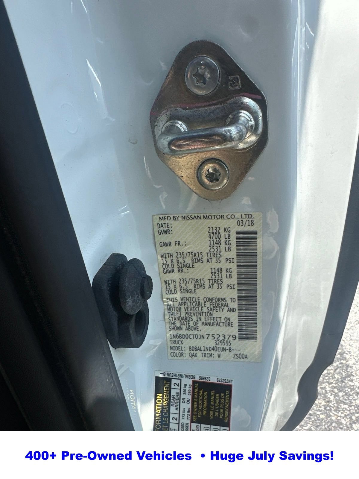 Used 2018 Nissan Frontier S w/ Work Truck Package RWD image 8