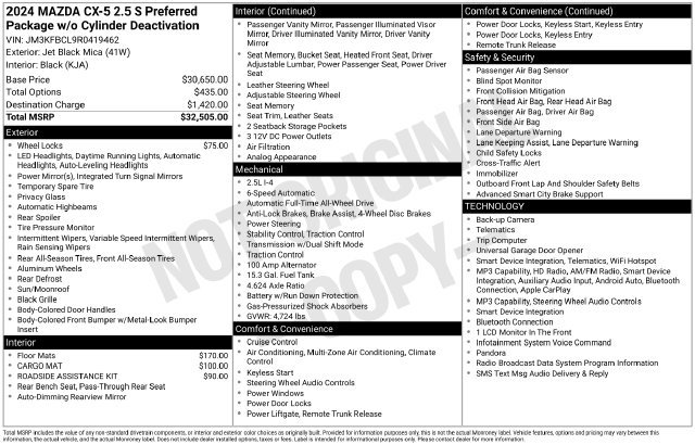 Certified 2024 MAZDA CX-5 AWD 2.5 S w/ Preferred Package image 37