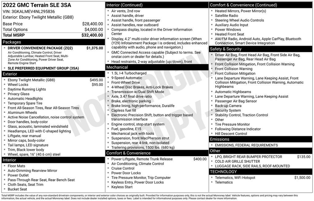 Certified 2022 GMC Terrain SLE w/ Driver Convenience Package image 37