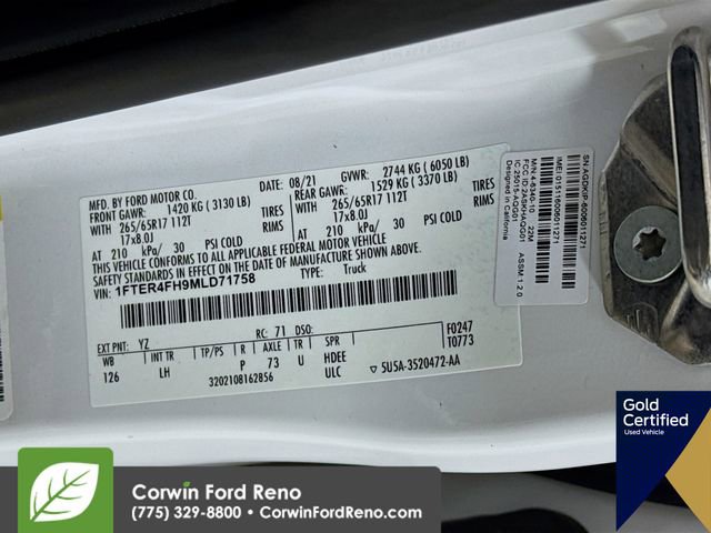 Certified 2021 Ford Ranger XLT w/ Equipment Group 301A Mid image 34