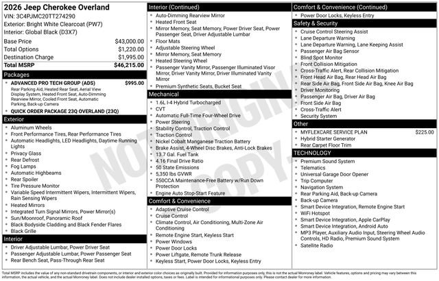 New 2026 Jeep Cherokee Overland w/ Advanced Pro Tech Group AWD/4WD image 40