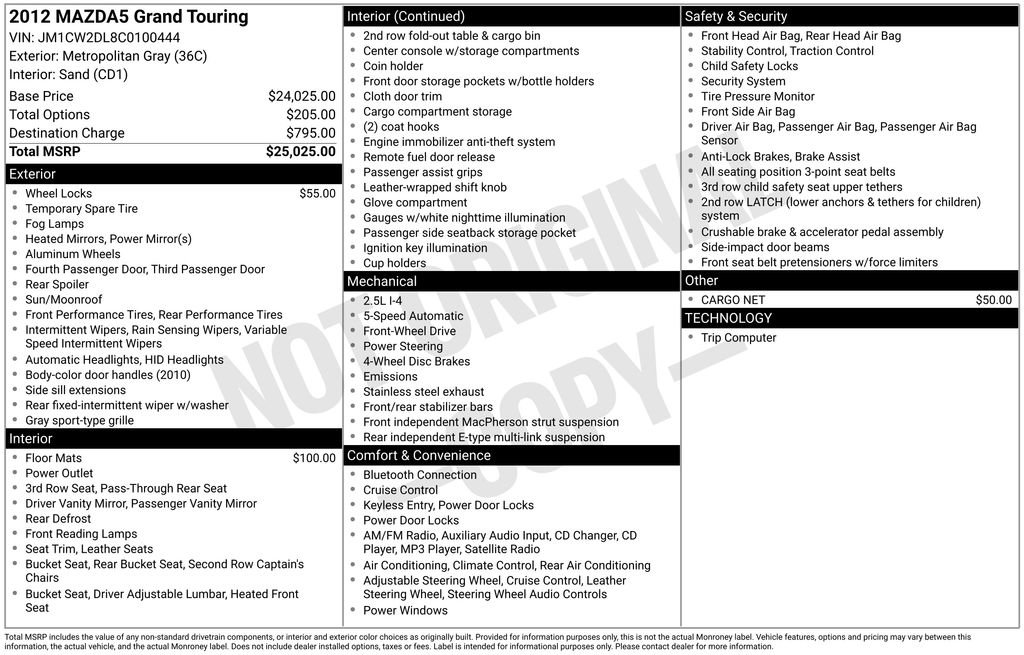 Used 2012 MAZDA MAZDA5 Grand Touring image 28