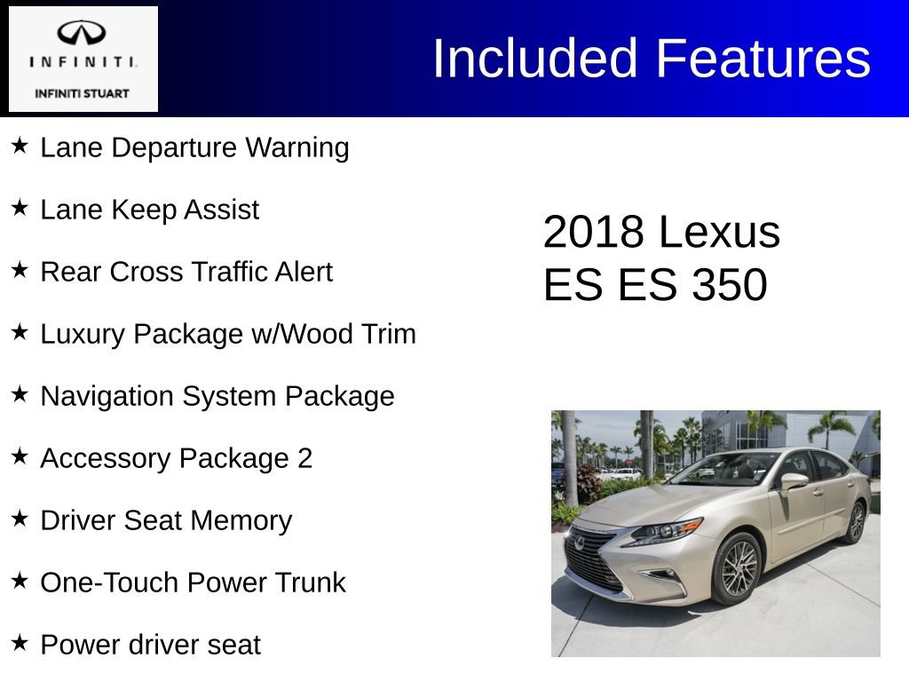 Used 2018 Lexus ES 350 w/ Luxury Package w/Wood Trim FWD image 3