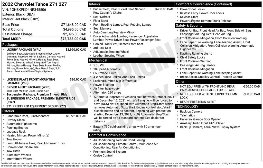 Used 2022 Chevrolet Tahoe Z71 w/ Luxury Package image 2