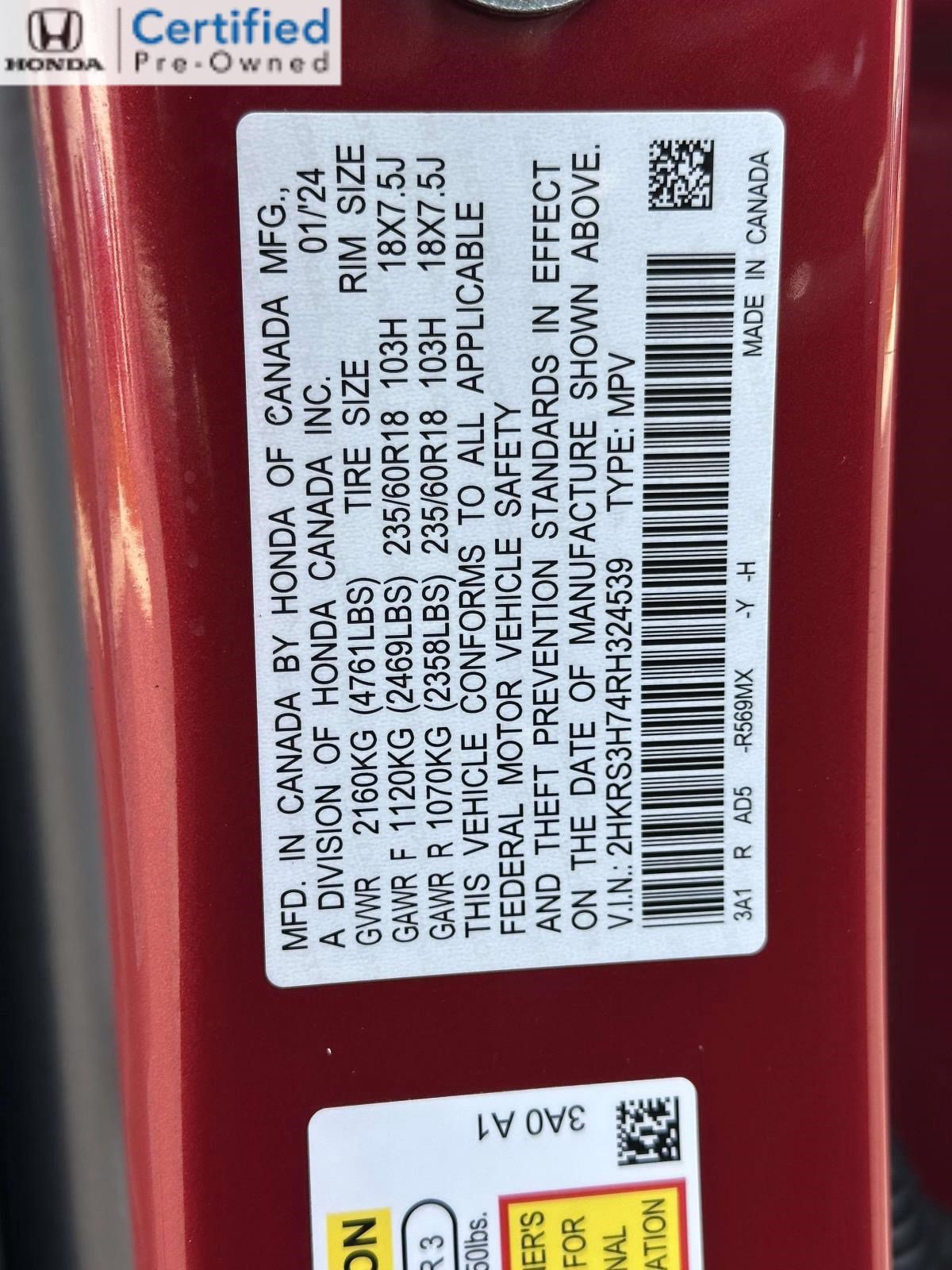 Certified 2024 Honda CR-V EX-L image 30