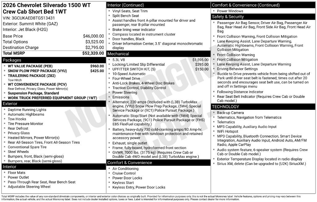 New 2026 Chevrolet Silverado 1500 W/T w/ WT Value Package AWD/4WD image 3