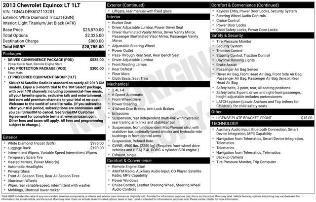 Used 2013 Chevrolet Equinox LT w/ Driver Convenience Package FWD image 6