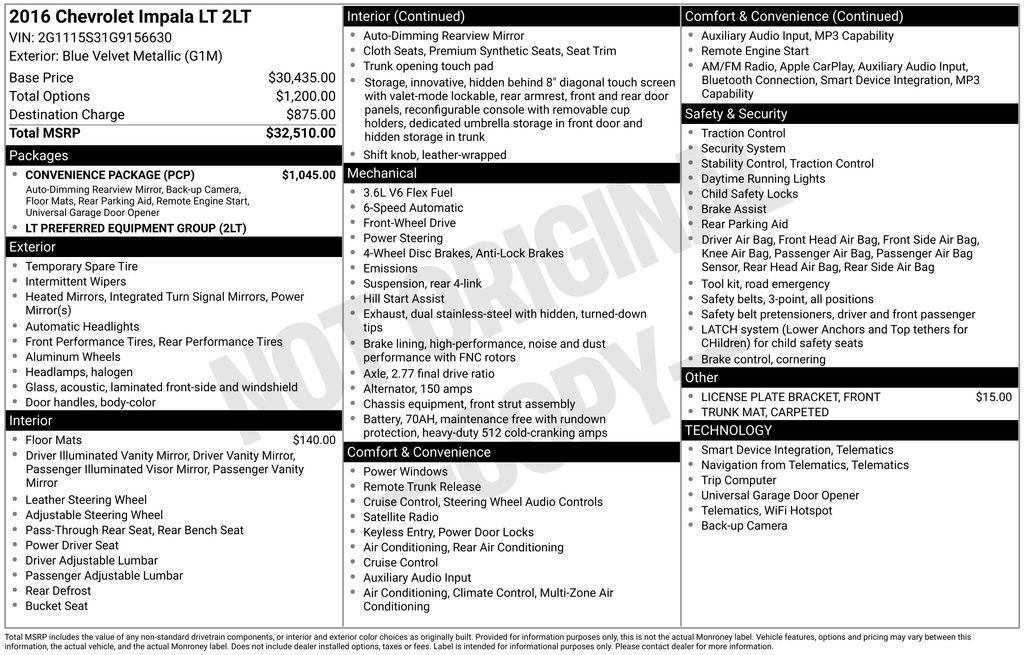 Used 2016 Chevrolet Impala LT w/ Convenience Package image 11