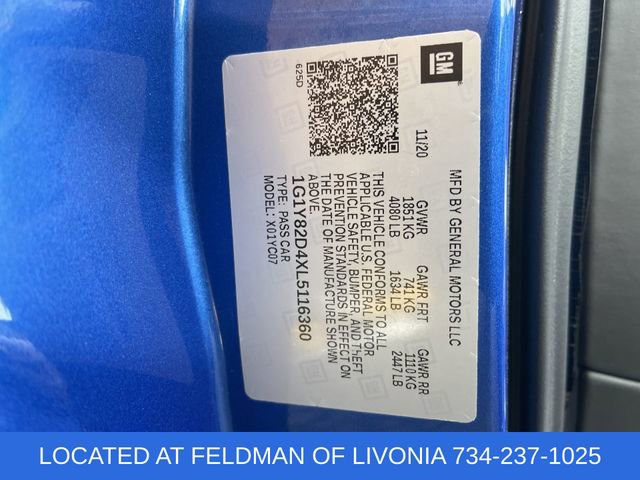 Certified 2020 Chevrolet Corvette Stingray Premium Cpe w/ 3LT Preferred Equipment Group RWD image 31